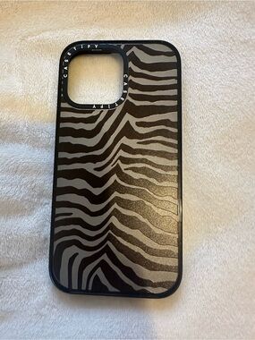 iPhone 14 Pro Max Black & Gray Zebra Print Phone Case